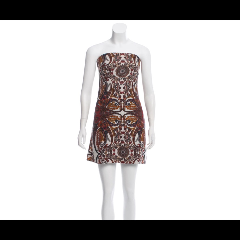See by Chloé strapless tube patterned mini dress